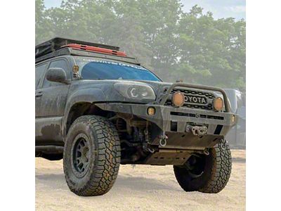 C4 Fabrication Overland Series Front Bumper with Mid-Height Bull Bar; Black (03-05 4Runner)