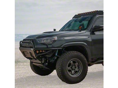 C4 Fabrication Rock Runner Front Bumper with Mid-Height Bull Bar and Plate Sides; Black (10-24 4Runner w/o Body Lift)