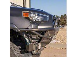 C4 Fabrication Rock Runner Front Bumper with Mid-Height Bull Bar, Tube Sides and Light Mounts; Raw (10-24 4Runner w/ 1-Inch Body Lift)
