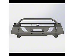 C4 Fabrication Front Lo-Pro Winch Bumper with 30-Inch Light Bar Cutout and Mid-Height Bull Bar; Raw 16-23 Tacoma