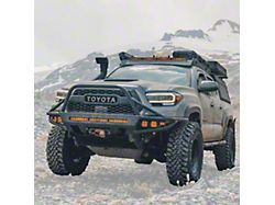 C4 Fabrication Hybrid Front Bumper with 30-Inch Light Bar Cutout and Full-Height Bull Bar with Tube Gussets; Wide Width; Black (16-23 Tacoma)