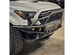 C4 Fabrication Hybrid Front Bumper with 30-Inch Light Bar Cutout and Mid-Height Bull Bar with Tube Gussets; Black (24-26 Tacoma, Excluding TRD Pro & TRD Off-Road)