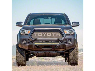 C4 Fabrication Lo-Pro Winch Front Bumper with 30-Inch Light Cutout; Black (16-23 Tacoma)