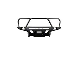 C4 Fabrication Overland Series Front Bumper with 30-Inch Light Bar Cutout and Full-Height Bull Bar with Headlight Hoops; Black (16-23 Tacoma)