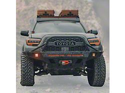 C4 Fabrication Overland Series Front Bumper with 30-Inch Light Bar Cutout and Full-Height Bull Bar with Tube Gussets; Black (16-23 Tacoma)