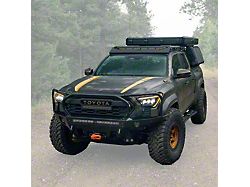 C4 Fabrication Overland Series Front Bumper with 30-Inch Light Bar Cutout and Full-Height Bull Bar with Headlight Hoops; Raw (24-26 Tacoma TRD Off-Road, TRD Pro)