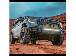 C4 Fabrication Hybrid Front Bumper with 30-Inch Light Bar Cutout and Full-Height Bull Bar with Tube Gussets; Standard Width; Black (14-21 Tundra w/o Parking Sensors)