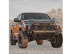 C4 Fabrication Hybrid Front Bumper with 30-Inch Light Bar Cutout and Mid-Height Bull Bar with Tube Gussets; Black (22-26 Tundra)