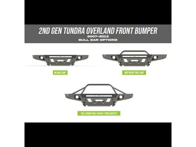 C4 Fabrication Overland Series Front Bumper with 30-Inch Light Bar Cutout and Full-Height Bull Bar with Tube Gussets; Black (07-13 Tundra)