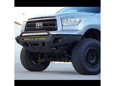 C4 Fabrication Overland Series Front Bumper with 30-Inch Light Bar Cutout and Mid-Height Bull Bar; Black (07-13 Tundra)