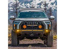 C4 Fabrication Overland Series Front Bumper with 30-Inch Light Bar Cutout and Full-Height Bull Bar with Headlight Hoops; Black (22-26 Tundra)