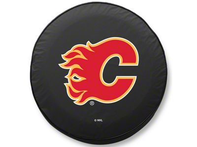 Calgary Flames Spare Tire Cover; Black (66-18 Jeep CJ5, CJ7, Wrangler YJ, TJ & JK)