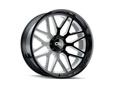 Cali Off-Road Invader Gloss Black Milled 6-Lug Wheel; 28x12; -44mm Offset (22-25 Bronco Raptor)