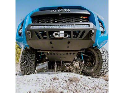 Cali Raised LED Aluminum Front Skid Plate; Black (14-24 4Runner)