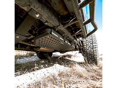 Cali Raised LED Steel Fuel Tank Skid Plate; Black (14-24 4Runner)