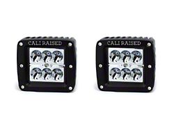 Cali Raised LED 3x2-Inch 18W Amber LED Pod Lights with Low Profile Hood Hinge Mounting Brackets (16-23 Tacoma)