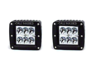 Cali Raised LED 3x2-Inch 18W Amber LED Pod Lights with Low Profile Hood Hinge Mounting Brackets (16-23 Tacoma)