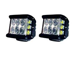 Cali Raised LED 27W Side Shooter LED Pod Lights with Low Profile Hood Hinge Mounting Brackets (16-23 Tacoma)
