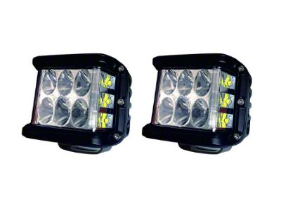 Cali Raised LED 27W Side Shooter LED Pod Lights with Low Profile Hood Hinge Mounting Brackets (16-23 Tacoma)