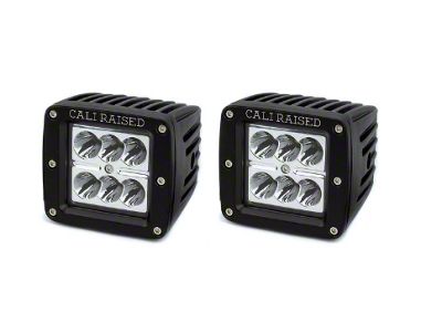 Cali Raised LED 3x2-Inch 18W LED Pod Lights with Low Profile Hood Hinge Mounting Brackets (16-23 Tacoma)