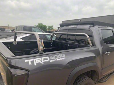 Cali Raised LED Overland Bed Rack Bars; 11-Inch Tall Bars; Raw (05-23 Tacoma Double Cab)