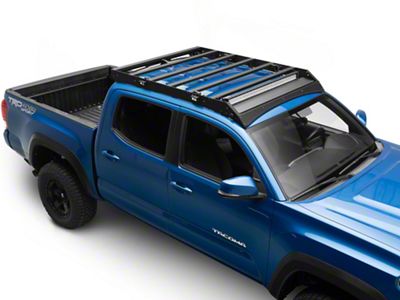 Cali Raised LED Premium Roof Rack with 42-Inch Dual Row White Combo Beam LED Light Bar, Small Blue Switch, Side and Back Lighting Kit (05-23 Tacoma Double Cab)