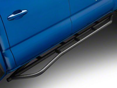 Cali Raised LED Step Edition Rock Sliders with Kickout; Bed Liner Coating (05-23 Tacoma Double Cab)