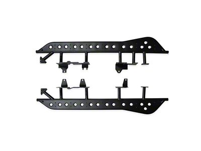 Cali Raised LED Step Edition Rock Sliders with Raw Filler Plates; Textured Black (24-25 Tacoma Double Cab)