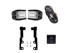 Cali Raised LED 27W Side Shooter LED Pod Lights with Low Profile Ditch Light Brackets and OEM Square Style Swtich (22-25 Tundra)