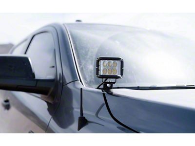 Cali Raised LED 27W Side Shooter LED Pod Lights with Low Profile Hood Hinge Mounting Brackets (14-21 Tundra)