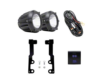 Cali Raised LED 3.50-Inch Round Cannon LED Pod Lights with Low Profile Ditch Light Brackets and OEM Square Style Swtich (22-25 Tundra)