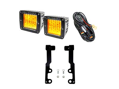 Cali Raised LED 3x2 Amber LED Pod Lights with Low Profile Ditch Light Brackets (22-25 Tundra)