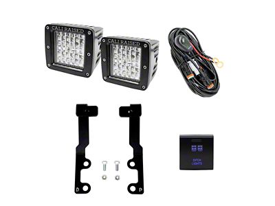 Cali Raised LED 3x2 LED Pod Lights with Low Profile Ditch Light Brackets and OEM Square Style Swtich (22-25 Tundra)