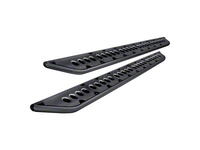 Cali Raised LED Step Edition Rock Sliders with Bed Liner Filler Plates; Textured Black (14-21 Tundra CrewMax)