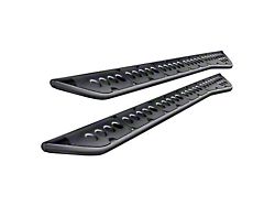 Cali Raised LED Step Edition Rock Sliders with Kickout and Bed Liner Filler Plates; Textured Black (14-21 Tundra CrewMax)