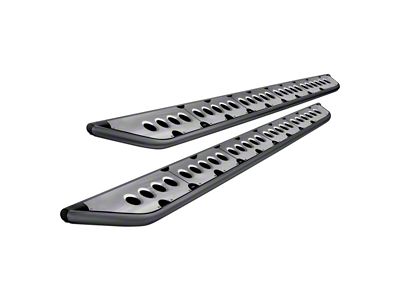 Cali Raised LED Step Edition Bolt On Rock Sliders with Raw Filler Plate; Bed Liner Coating (14-21 Tundra CrewMax)
