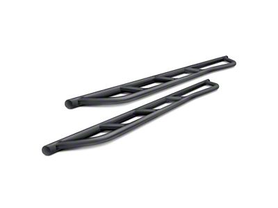 Cali Raised LED Step Edition Bolt On Rock Sliders with Kickout and Raw Filler Plate; Textured Black (14-21 Tundra CrewMax)