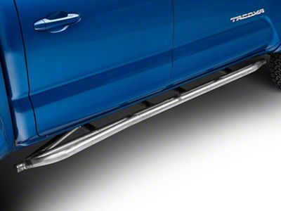 Cali Raised LED Trail Edition 25 Degree Wheel-to-Wheel Bolt-On Rock Sliders with Kickout; Raw (05-23 Tacoma Access Cab w/ 6-Foot Bed, Double Cab)