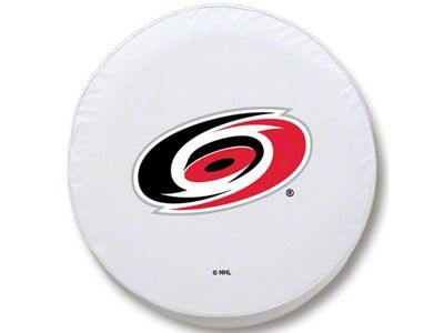 Carolina Hurricanes Spare Tire Cover; White (66-18 Jeep CJ5, CJ7, Wrangler YJ, TJ & JK)