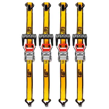 CAT 16ft x 1-1/2 Ratchet Tie Down Set with Soft Hooks - Yellow, Pack of 4