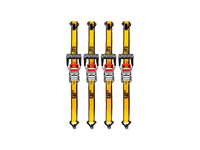 CAT 16ft x 1-1/2 Ratchet Tie Down Set with Soft Hooks - Yellow, Pack of 4 CAT 16ft x 1-1/2 Ratchet Tie Down Set with Soft Hooks - Yellow, Pack of 4