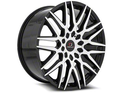 Cavallo CLV-24 Gloss Black and Machined Wheel; 22x8.5; 38mm Offset (14-23 Jeep Cherokee KL)