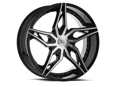 Cavallo CLV-38 Gloss Black and Machined Wheel; 22x8.5; 38mm Offset (14-23 Jeep Cherokee KL)