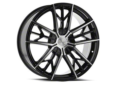 Cavallo CLV-39 Gloss Black and Machined Wheel; 20x8.5; 35mm Offset (14-23 Jeep Cherokee KL)