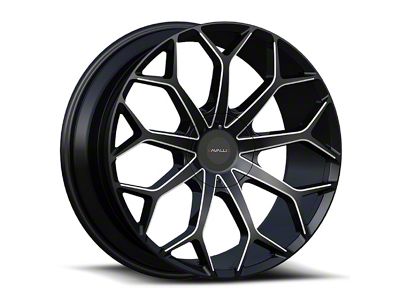 Cavallo CLV-22 Gloss Black and Milled Wheel; 22x8.5; 38mm Offset (97-06 Jeep Wrangler TJ)