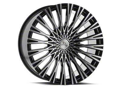Cavallo CLV-40 Gloss Black and Machined Wheel; 22x8.5; 38mm Offset (97-06 Jeep Wrangler TJ)