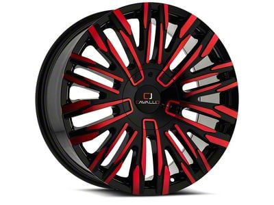 Cavallo CLV-28 Gloss Black and Red Milled 6-Lug Wheel; 20x8.5; 15mm Offset (16-24 Titan XD)