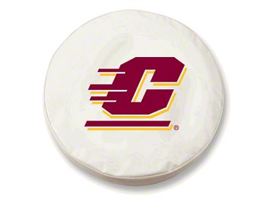 Central Michigan University Spare Tire Cover; White (66-18 Jeep CJ5, CJ7, Wrangler YJ, TJ & JK)