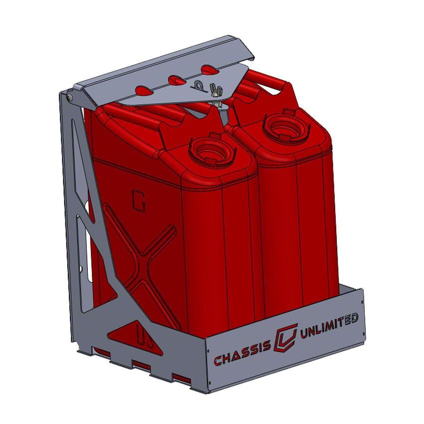 Chassis Unlimited Frontier Dual Fuel/Water Can Mount for Swing Out