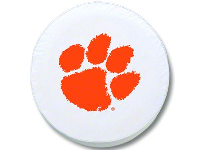 Clemson University Spare Tire Cover; White (66-18 Jeep CJ5, CJ7, Wrangler YJ, TJ & JK)